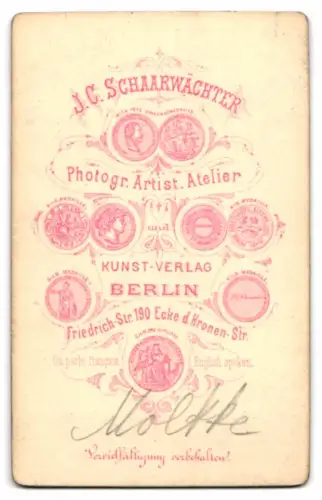 Fotografie J. C. Schaarwächter, Berlin, Graf von Moltke in Uniform mit Orden, Seitenprofil
