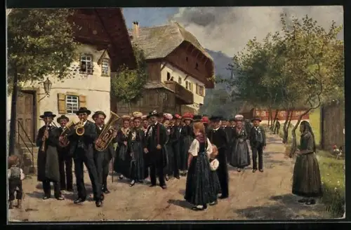 Künstler-AK Heinrich Hoffmann: Umzug bei einer Bauernhochzeit