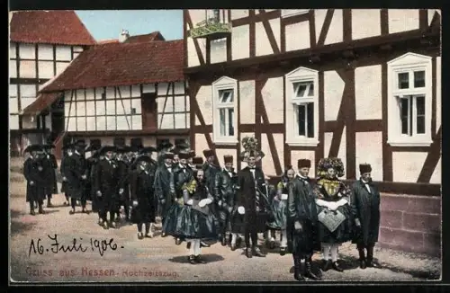 AK Hochzeitsgesellschaft beim Umzug