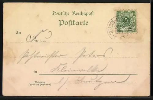 Lithographie Dresden, Brunnen in der Alten Stadt