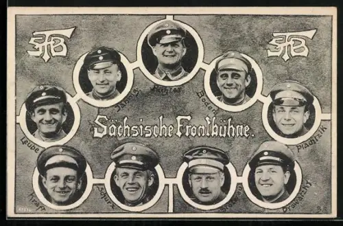 AK Sächsische Frontbühne, SFB, Soldatenhumor, Komiker