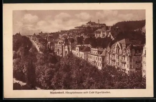 AK Marienbad, Hauptstrasse mit Café Egerländer