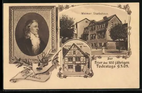AK Weimar / Thüringen, 100. Todestag von Schiller 1905, Sterbehaus