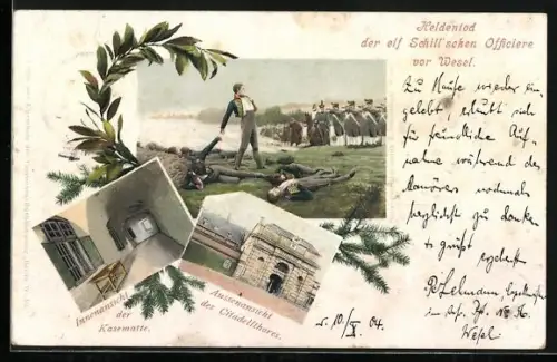 AK Wesel / Rhein, Erschiessung der elf Schillschen Offiziere, Citadelltor & Kasematte