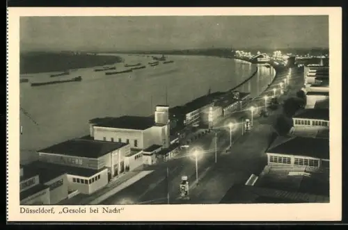 AK Düsseldorf, Grosse Ausstellung Gesolei 1926, Messegelände bei Nacht