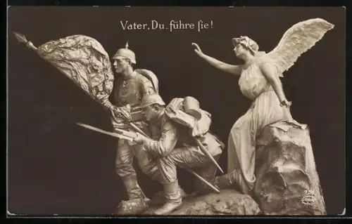 AK Engel beschützt zwei deutsche Soldaten, Vermenschlichte Statue