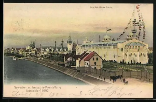 AK Düsseldorf, Gewerbe- und Industrie-Ausstellung 1902, Ausstellungsgelände, Bau der Firma Friedrich Krupp