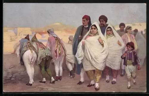 AK Jüdische Familie auf einer Wanderung