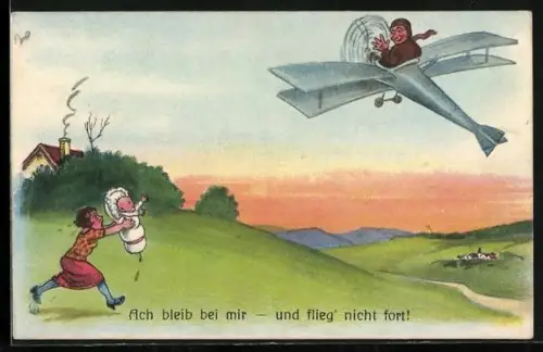 AK Flugzeugpilot verlässt die junge Mutter