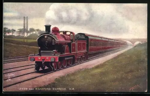 Künstler-AK Leeds and Bradford Express M.R., englische Eisenbahn