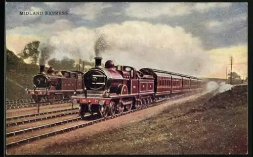 AK Englische Eisenbahn Midland Express, MR, bei voller Fahrt