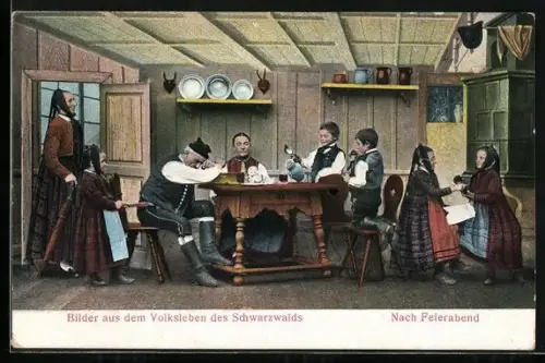 AK Bilder aus dem Volksleben des Schwarzwalds, Nach Feierabend