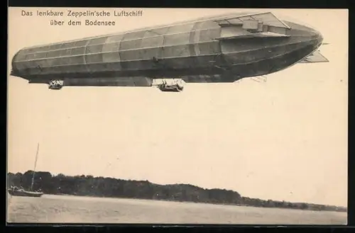 AK Lenkbares Zeppelin`sches Luftschiff über dem Bodensee