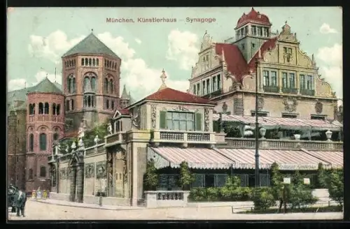 AK München, Künstlerhaus nebst Synagoge