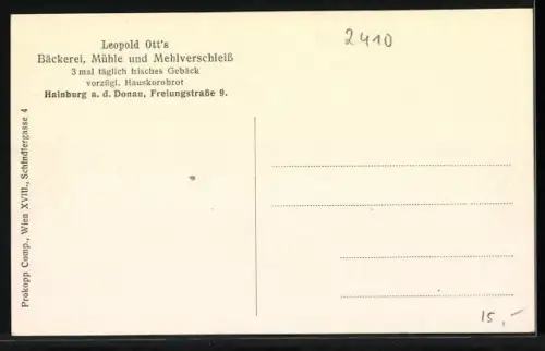 AK Hainburg a.d. Donau, Strassenpartie mit Ott`s Bäckerei