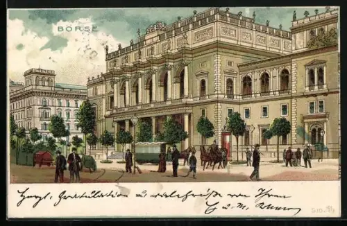 Lithographie Wien, Blick auf die Börse