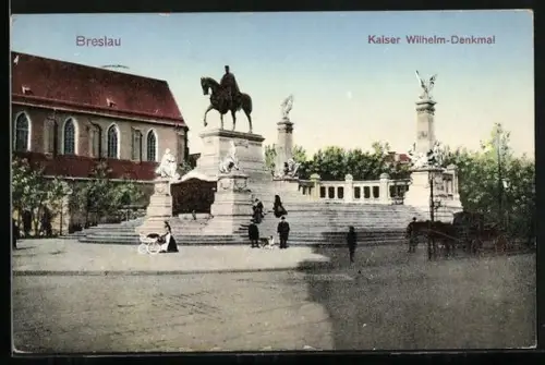 AK Breslau, Blick zum Kaiser Wilhelm-Denkmal