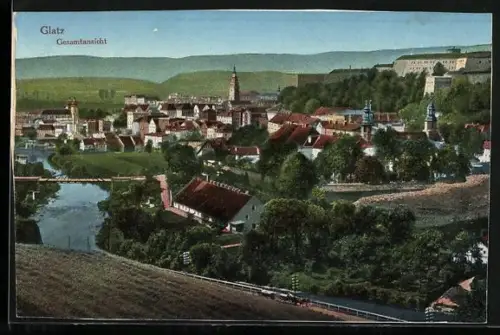 AK Glatz, Gesamtansicht aus der Vogelschau