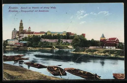 AK Krakau-Krakow, Zamek na Wawelu od strony Wisty, Königsschloss mit Domkirche