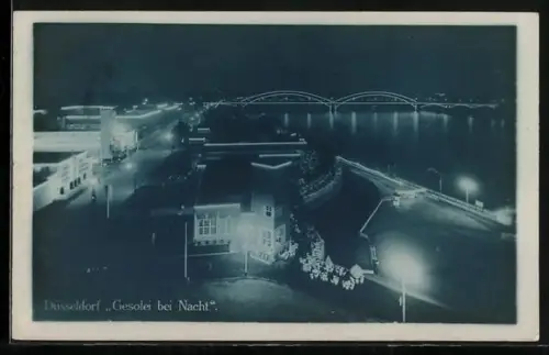 AK Düsseldorf, Ausstellung Gesolei 1926, Messegelände bei Nacht