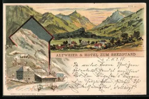 Knstler-AK Altweier, Hotel Zum Brezouard, Ortsansicht