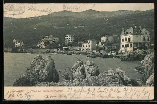 AK Lovrana, Villen am südlichen Strand