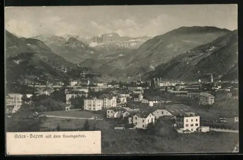 AK Gries-Bozen, Stadtansicht mit dem Rosengarten
