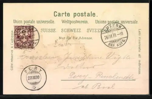 AK Luzern, Kapellbrücke und Wasserturm