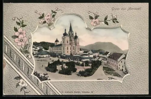 AK Mariazell, Kirche in Passepartout