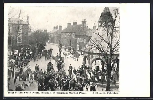 AK Bingham, Meet of the South Notts Hounds in Market Place