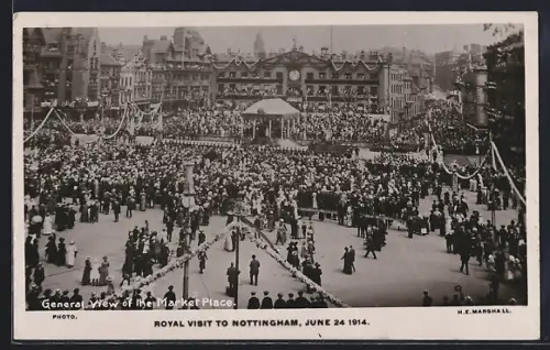 AK Nottingham, Royal Visit June 24 1914, Market Place