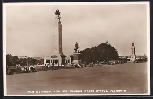 AK Plymouth, War Memorial and Sir Francis Drake Statue