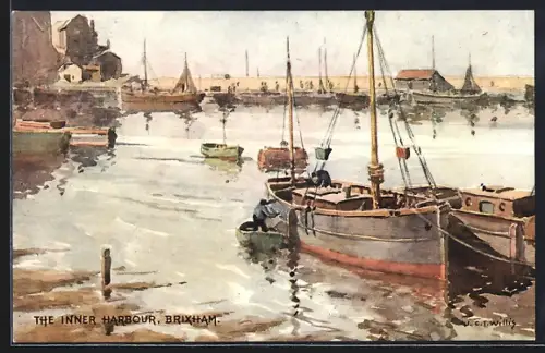 Künstler-AK Brixham, Inner Harbour