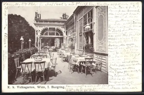 AK Wien, Restaurant im K. k. Volksgarten, Terrasse
