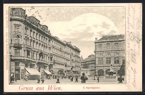 AK Wien, Strasse Operngasse mit Cafe