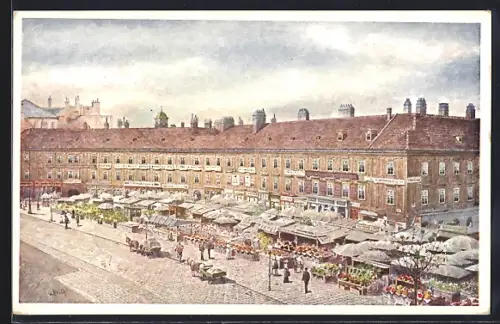 Künstler-AK Wien, Freihaus mit Markt