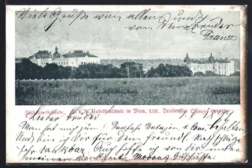 AK Wien, Cadettenschule, Zöglings- und Offiziers-Gebäude, Panorama