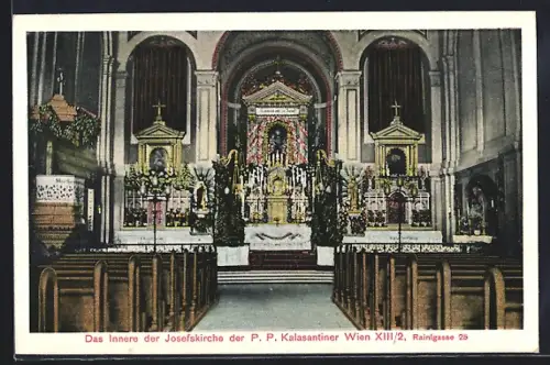 AK Wien, Josefskirche de P. P. Kalasantiner, Rainigasse 25, Innenansicht