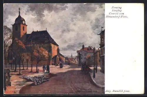 Künstler-AK Wien-Penzing, Strassenpartie