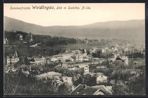 AK Weidlingau /N.-Ö., Totalansicht mit Fernblick aus der Vogelschau