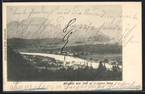 AK Angath am Inn, Gesamtansicht mit Inn u. der hohen Salve