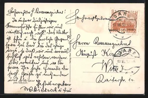 AK Wegscheid am Kamp, Hotel Wegscheid und Ort aus der Vogelschau