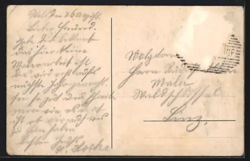 AK Wels, Kaiser Josef-Platz mit Denkmal