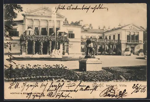 AK Ischl, Kaiserliche Villa mit Denkmal