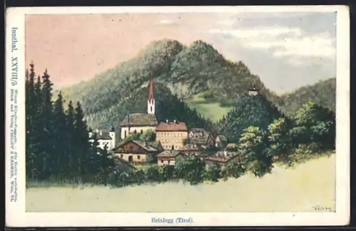 Künstler-AK Philipp + Kramer Nr.XXVII /5: Brixlegg, Ortsansicht