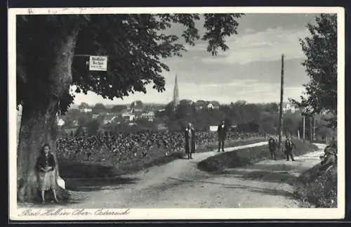 AK Bad Hall, Wegpartie mit Blick zum Ort