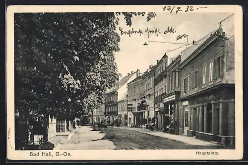 AK Bad Hall /O.-Oe., Volksbank und Geschäfte am Hauptplatz