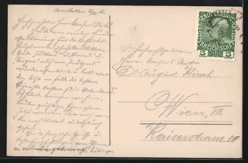 AK Amstetten, Teilansicht mit Kirche und Blick auf den Oetscher