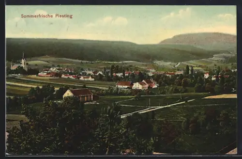 AK Piesting, Gesamtansicht mit Umgebung aus der Vogelschau
