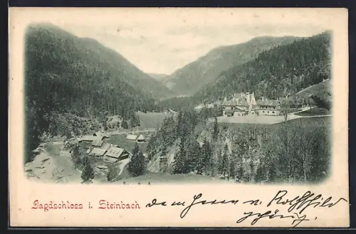 AK Steinbach, Jagdschloss mit Umgebung aus der Vogelschau